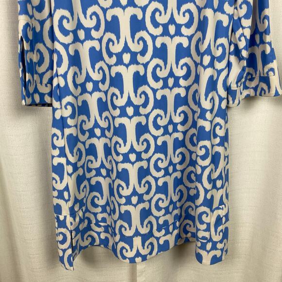 Jude Connally Blue Swirl Megan 3/4 Sleeve Jude Cloth Shift Dress Sz.L - Picture 12 of 14